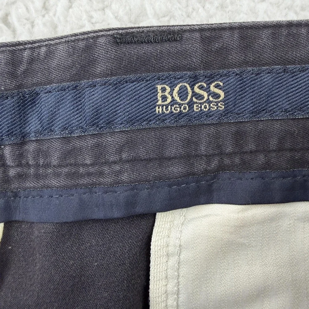 Hugo Boss Chino Pants Mens 40x30 Gray Classic Fit Cotton Canvas Pleated Office